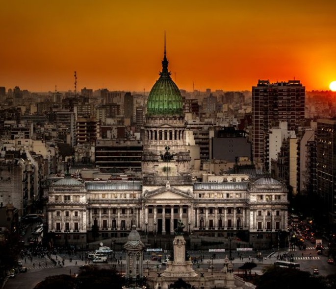 Atardecer en el Congreso de la Nacion, Argentina