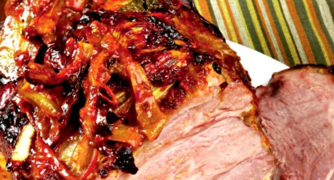 Pork steak with beer and vegetable sauce