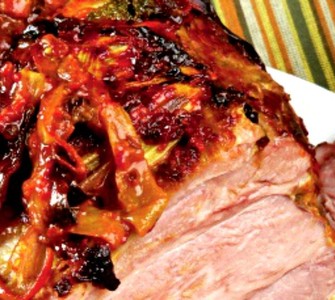 Pork steak with beer and vegetable sauce