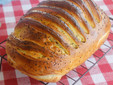 Pork pulp in crust of bread