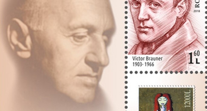 Victor Brauner featured on the Romanian postage stamp issue “Famous Romanians”, issued by the Romanian Post in 2018. Source: Wikimedia Commons.