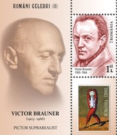 Victor Brauner featured on the Romanian postage stamp issue “Famous Romanians”, issued by the Romanian Post in 2018. Source: Wikimedia Commons.